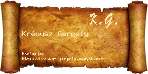 Krénusz Gergely névjegykártya