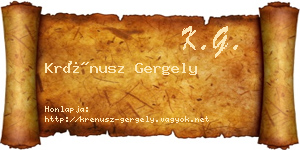 Krénusz Gergely névjegykártya